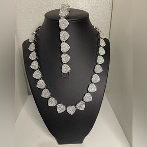 Silver Heart Necklace & bracelet